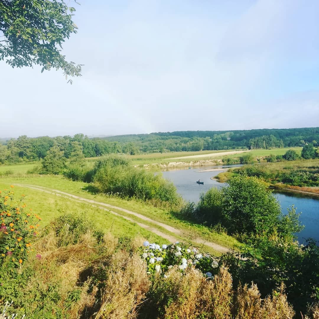 A canoe on the River Wye below the farm